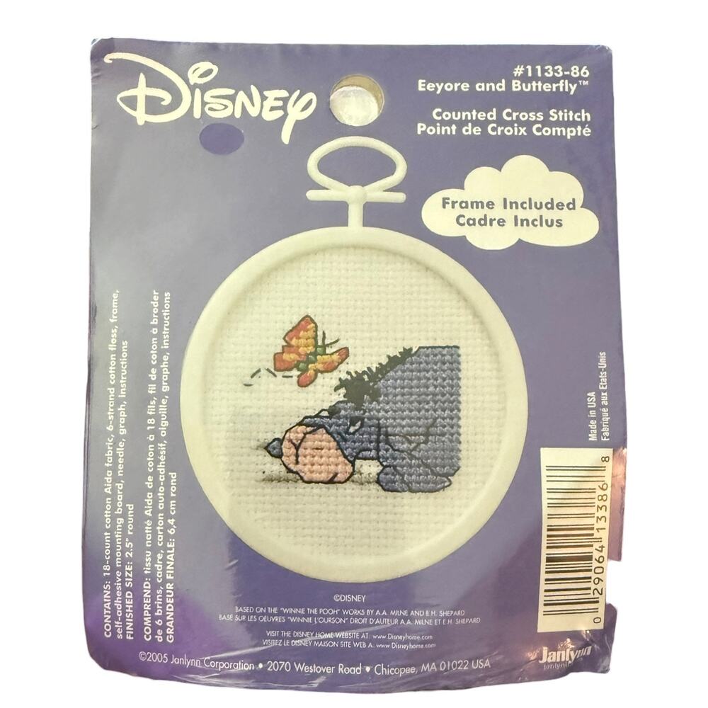 Disney Janlynn Pooh & Friends Eeyore and Butterfly 2005 Cross Stitch 1133-86
